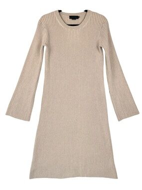 Hatch Odette Ribbed Knit Midi Dress Sz 3 L Beige Cotton Cashmere Flare Maternity